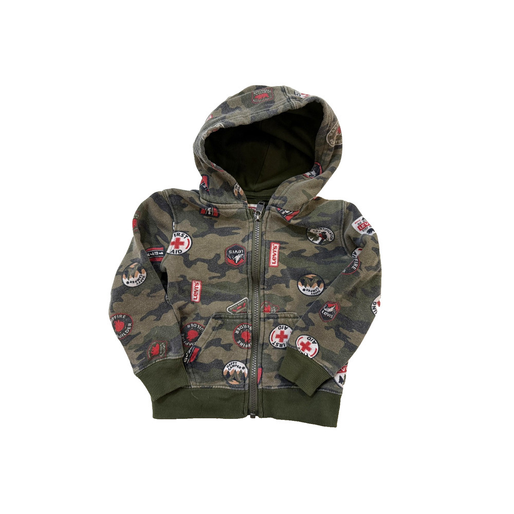 Levis Camo Zip Hoodie Toddler Boys 2T Green Patch‎ Graphic